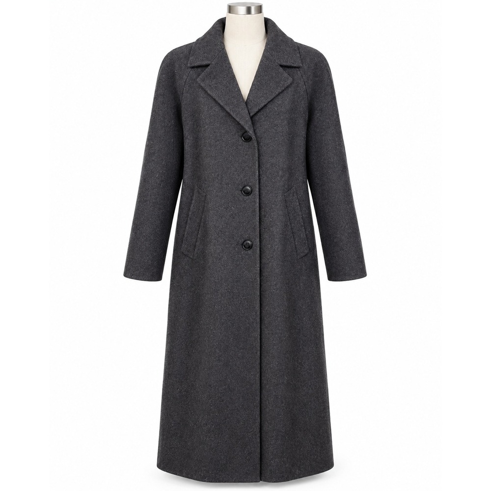 Stephanie Mathews Wool Maxi Coat Womens S Gray Excellent Long Trench Overcoat